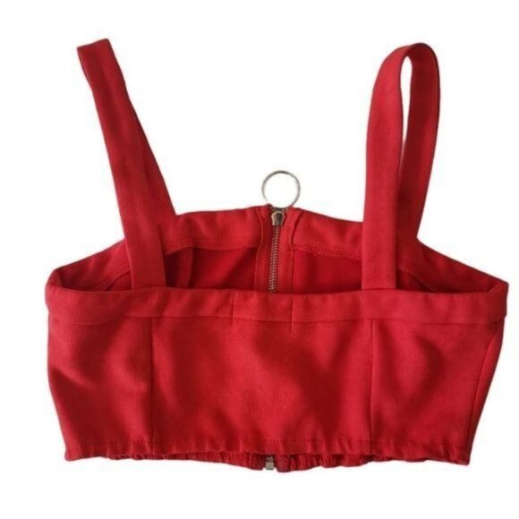 LF SEEK Red Bralette Faux Suede Crop Top - Picture 4 of 6